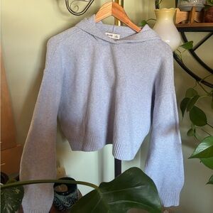 Hollister Light Blue Hooded Knit Sweater